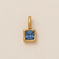 Square sapphire blue crystal pendant necklace with 18k gold plating finish - September Birthstone Pendant / Gold