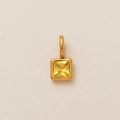 Square yellow gemstone pendant necklace with 18K gold-plated setting and matte finish - November Birthstone Pendant / Gold