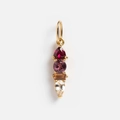 Vertical 18K gold plated stainless steel pendant with four colorful zirconia stones - July Birthstone Pendant Only (Without Chain)