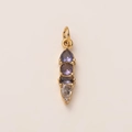 Pendentif vertical doré avec zircons cœur, rond, rectangle et goutte d'eau - Juin