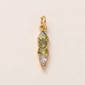Pendentif vertical en acier doré avec des pierres de zircone vertes et transparentes - Août