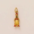 Golden doll pendant charm with red crown details for DIY jewelry necklaces - Human Figure