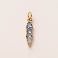 Pendentif vertical doré avec zircons bleus en cœur et goutte pour colliers DIY - Décembre