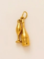 Vintage gold champagne bottle and glass charm pendant in creative alloy jewelry style - Wine Bottle