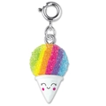Rainbow ice cream charm with cartoon smiley face and silver metal spring hook - Rainbow Ice Cream Shape