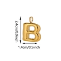 Polished gold bubble letter B bag charm with round ring clasp and sizing details - Letter B Pendant