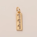 Detail of 18K gold rectangular pendant with vertical pavé-set numeric 111 design - Number 1 Pendant