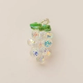 Handcrafted 18K gold-plated grape pendant with multifaceted crystal beads and green leaves - White Grape Cluster