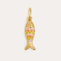 Gouden vis hanger met veelkleurige emaille schubben en een gepolijste afwerking - Kleurrijke Visvorm (8 Vis)