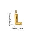 Golden bubble letter L keychain pendant with dimension labels 2.4cm by 1.4cm - Letter L Pendant