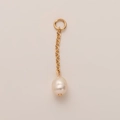 Detail showing an 18K gold plated chain with an irregular baroque white pearl pendant - No.7 Pearl Pendant