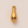 Detail of 18K gold-plated stainless steel teardrop pendant with matte textured finish - Bitter Gourd Shaped Pendant / Gold