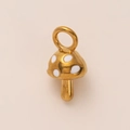 DIY 18K gold plated stainless steel mushroom pendant with white dots and mirror finish - Mushroom Style Pendant / Gold