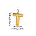 Golden balloon letter T bag charm, 0.9 inch height polished metal pendant accessory - Letter T Pendant