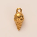 Macro view of gold plated ice cream cone pendant showing glossy metal finish and detail - Ice Cream Pendant