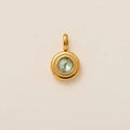 Detail of 18K gold plated stainless steel pendant with light green crystal in bezel setting - Light Green Gemstone Style