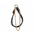 Bubble letter bag charm with black and white braided rope and gold metal chain - Black Braided Rope Accessory