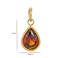 18K vergoldeter Edelstahl-Tropfenanhänger mit orangefarbenem Zirkon, 1,1 cm x 0,65 cm groß - Januar Geburtsstein (Nur Anhänger (ohne Kette))