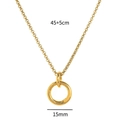 Polished 18k gold plated chunky chain necklace with 15mm round circle pendant - Spring Clasp Chain A (15mm)