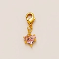Pink heart-shaped pendant with gold-plated lobster clasp and four-prong gemstone setting - Pink Crystal Heart Pendant