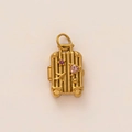 Goldener Koffer-Anhänger mit rosa Herz-Edelstein und Flugzeug-Motiv für Reisen - Goldener Koffer Reise Anhänger