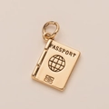 Charm passeport doré avec gravure globe et appareil photo pour bijoux de voyage - Pendentif Passeport