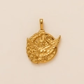 Vintage-Halskettenanhänger aus Gold mit geprägtem geflügeltem Göttinnen-Design - Engel Anhänger