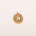 Detail of 18k gold plated celestial charm with vintage sun and moon face motifs - Sun Pendant