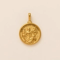 Goldmünzen-Halskette mit Fortuna-Relief und lateinischer Gravur im Vintage-Stil - Fortuna Iuvat Tapferer Leitspruch Anhänger