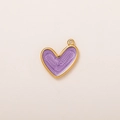 Détail d'un pendentif cœur en or 18 carats avec texture ondulée pour bijoux DIY - Pendentif cœur violet