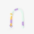 Detail of colorful braided cord keychain with purple ring and transparent phone connector - Green Braided Rope