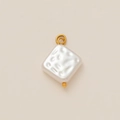 Close-up of square hammered pendant in 18K gold plating with textured pearl finish - Square Pearl (Pendant Only (Without Chain))