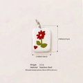 Rectangular stainless steel charm with floral heart print for DIY jewelry making - Flower Pendant 1