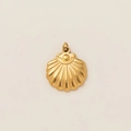 Pendente a conchiglia dorata in acciaio inossidabile placcato oro 18K con texture - Ciondolo Conchiglia No.1 Solo (Senza Catena)