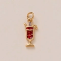 18K gold plated cocktail glass pendant with red enamel and sparkling zircon accents - Cocktail Pendant