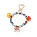 Portachiavi con perline colorate, chiusura a cuore dorata, nuvola arcobaleno e sorriso - Arcobaleno