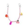 Ciondolo borsa con perline rosa, orsetto in acrilico, cupcake e charms a cuore - Torta