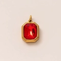 Vintage-Anhänger mit 18 Karat Vergoldung und smaragdgeschliffenem rotem Stein in Goldfassung - Nur Anhänger (Keine Kette) / Januar Geburtsstein Anhänger (Granat)