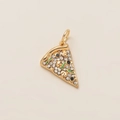 Detail van de 18K vergulde pizza slice hanger met fonkelende zirkonia inlegwerk - Groente Pizza Hanger