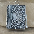 Ciondolo libro magico argento retrò con motivo occhio mistico e spirale vintage - Libro degli Incantesimi