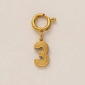 Macro-opname van een gouden hanger met geluksgetal 3 en glanzende gepolijste afwerking - Nummer 3 Stijl (3)