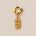 Pendente numero nove portafortuna in acciaio dorato con texture scanalata e chiusura - Stile Numero 9 (9)