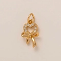 18K gold plated heart and bow pendant charm with sparkling pavé cubic zirconia - Heart Bowknot Style