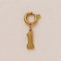 Gouden oorbel met cijfer 1 hanger en ronde sluiting van mat roestvrij staal - Nummer 1 Stijl (1) / Goud