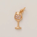 Ciondolo calice da vino rosso placcato oro 18K con inserti in zircone rosa elegante - Calice da vino / 45+5cm / Oro