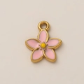 Ciondolo a forma di fiore rosa e oro placcato 18K per la creazione di gioielli - Ciondolo a Fiore