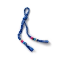 Handmade woven blue floral fabric keychain with vibrant beads and braided textile - Blue Cord Keychain