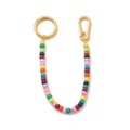 Handmade colorful beaded keychain with vibrant resin beads and golden metal carabiner - Colorful Bead Clasp