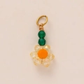 Pendentif floral exquis fait main avec perles jaunes facettées et anneau en métal doré - Pendentif fleur blanche