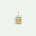 Macro shot of a creative 18K gold SIM card pendant with blue enamel and tech details - SIM Card Style (JXNK251317U)